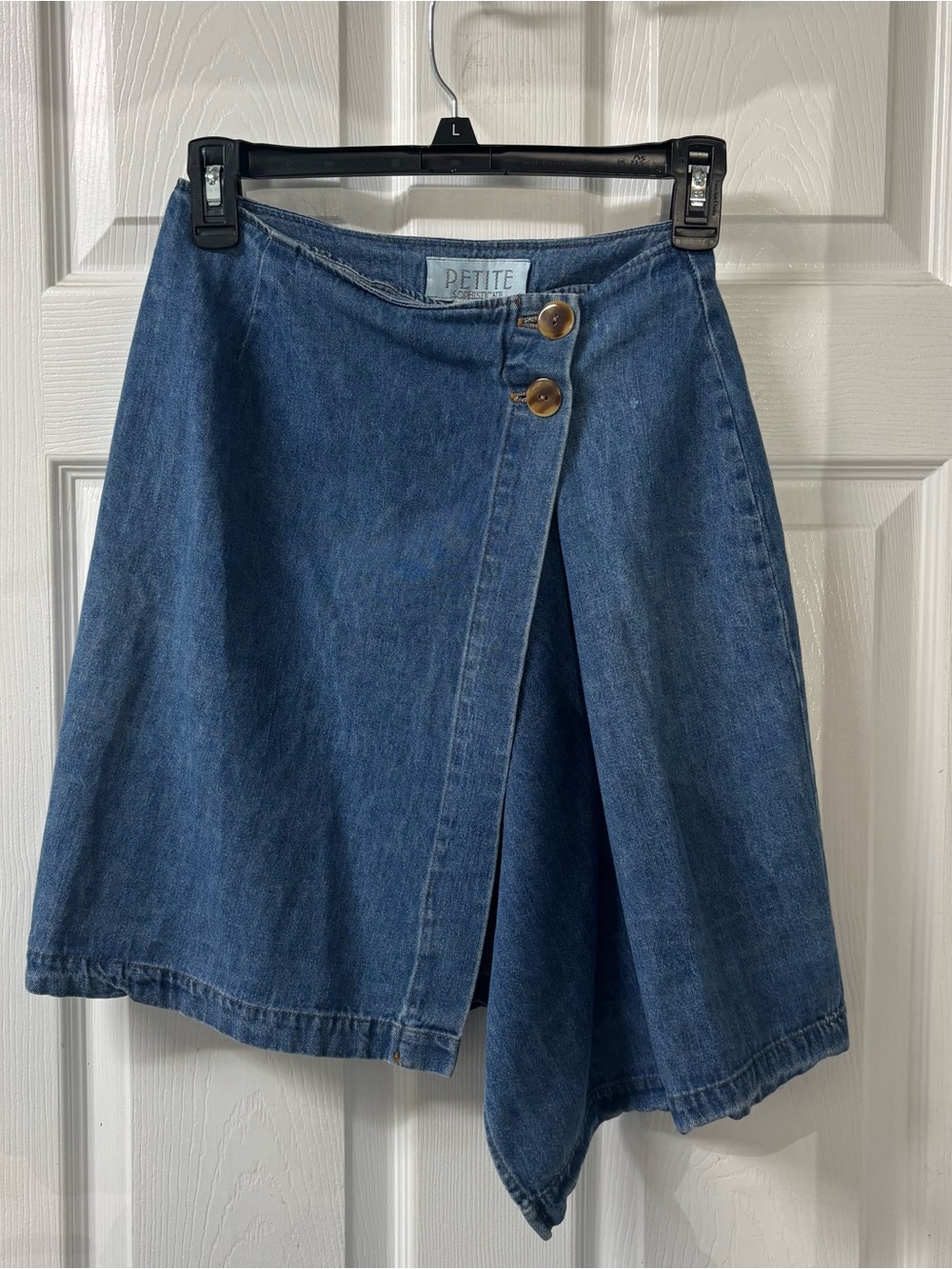 Petite Sophisticate Vintage Denim Wrap Denim Style Skirt Coastal Grandmother